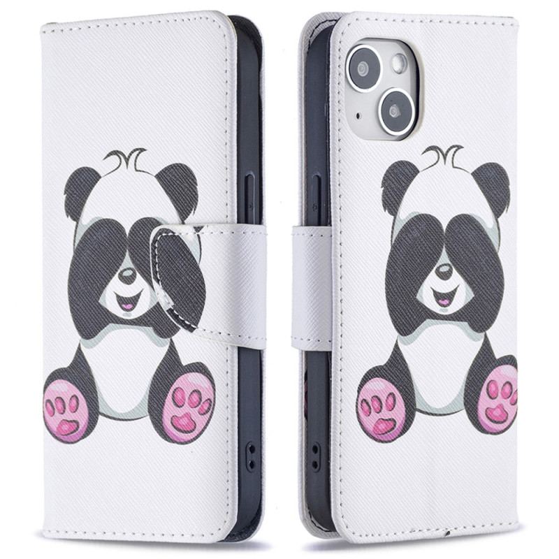 Capa Em Pele Para iPhone 15 Panda