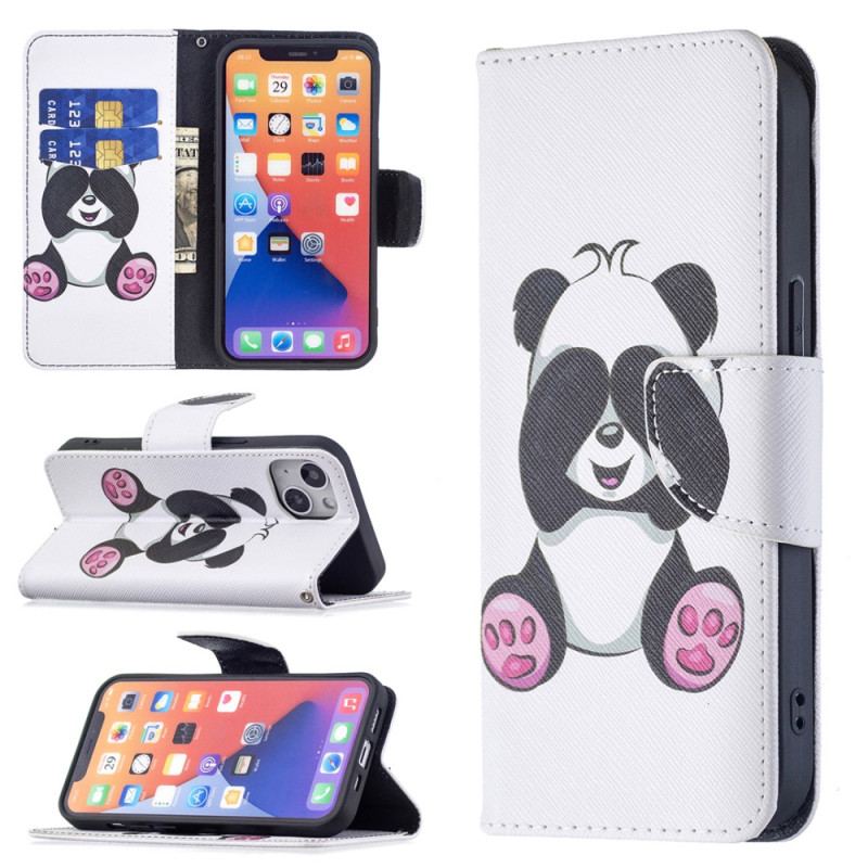 Capa Em Pele Para iPhone 15 Panda