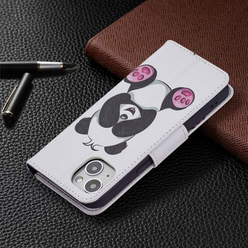 Capa Em Pele Para iPhone 15 Panda