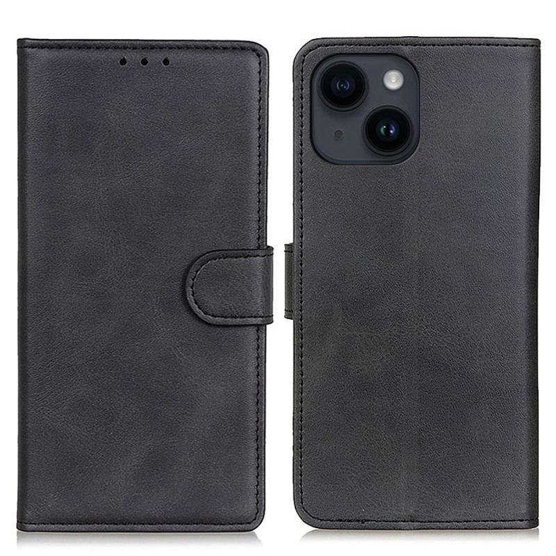 Capa Flip Para iPhone 15 Couro Sintético Fosco