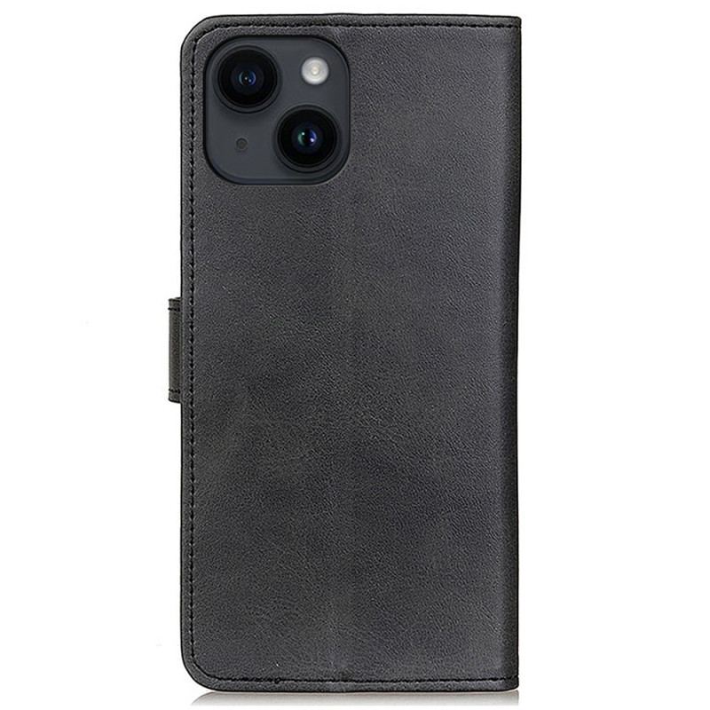 Capa Flip Para iPhone 15 Couro Sintético Fosco