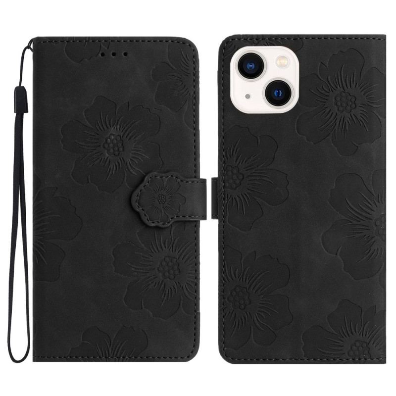 Capa Flip Para iPhone 15 Estampa De Flor