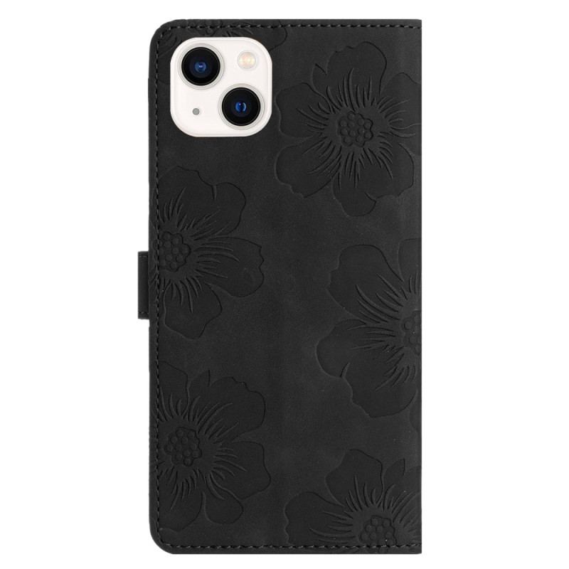 Capa Flip Para iPhone 15 Estampa De Flor