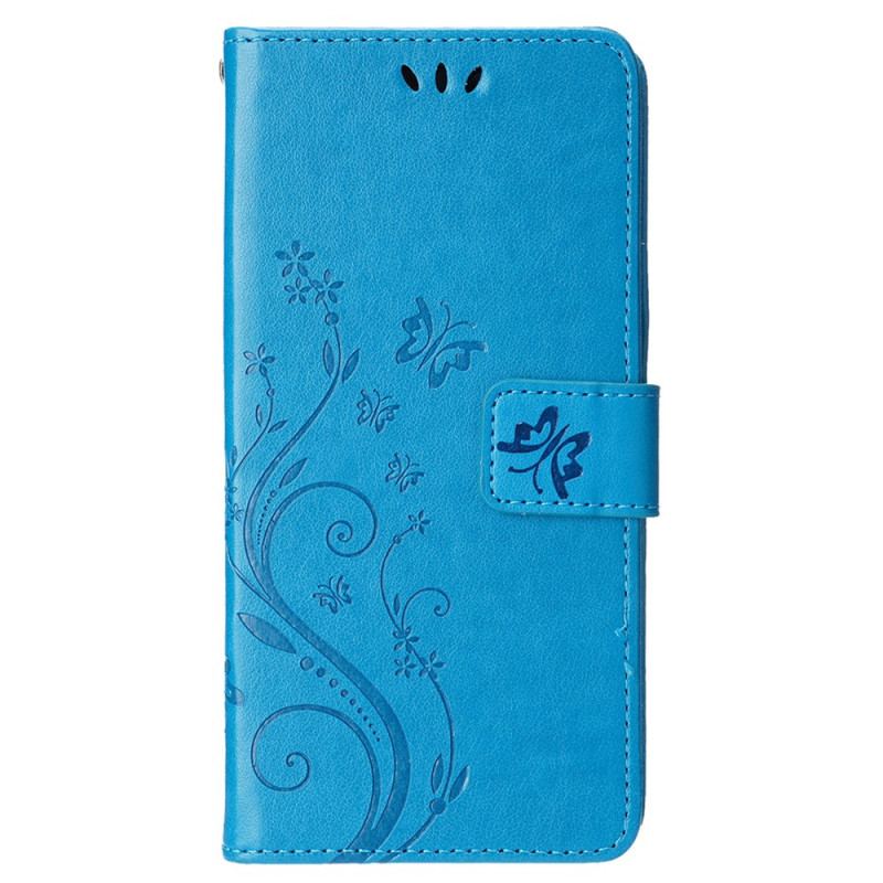 Capa Flip Para iPhone 15 Flores Com Cordão