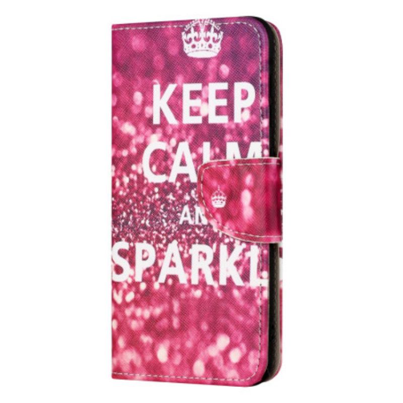 Capa Flip Para iPhone 15 Mantenha A Calma