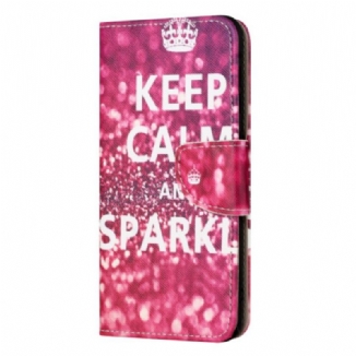 Capa Flip Para iPhone 15 Mantenha A Calma