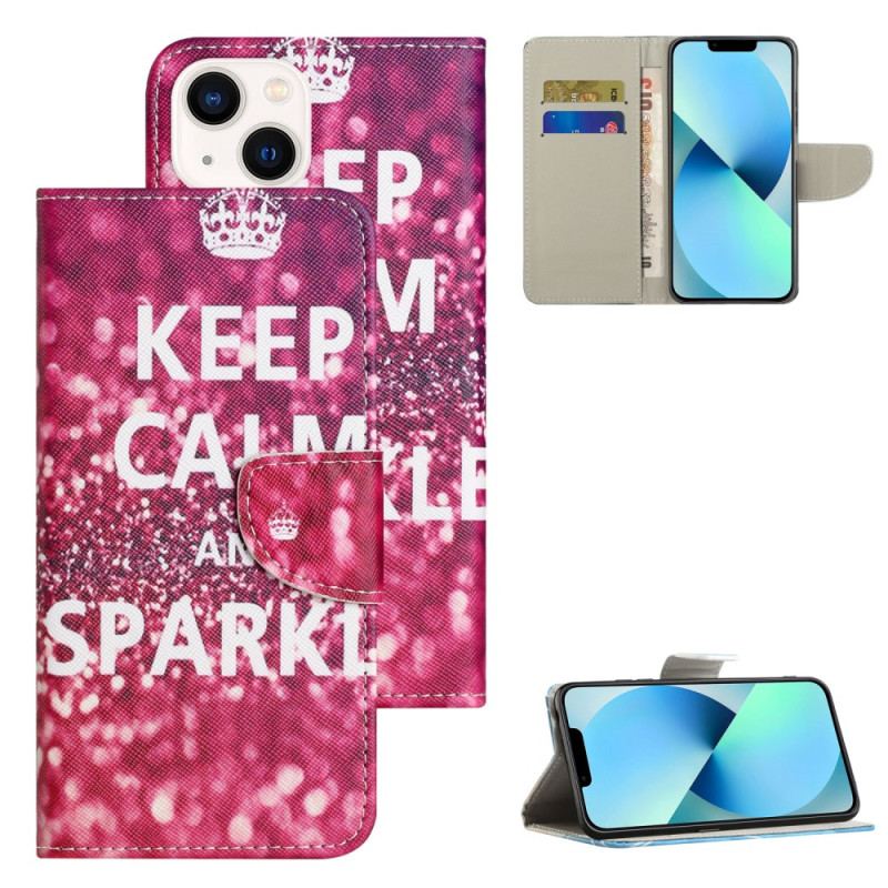 Capa Flip Para iPhone 15 Mantenha A Calma