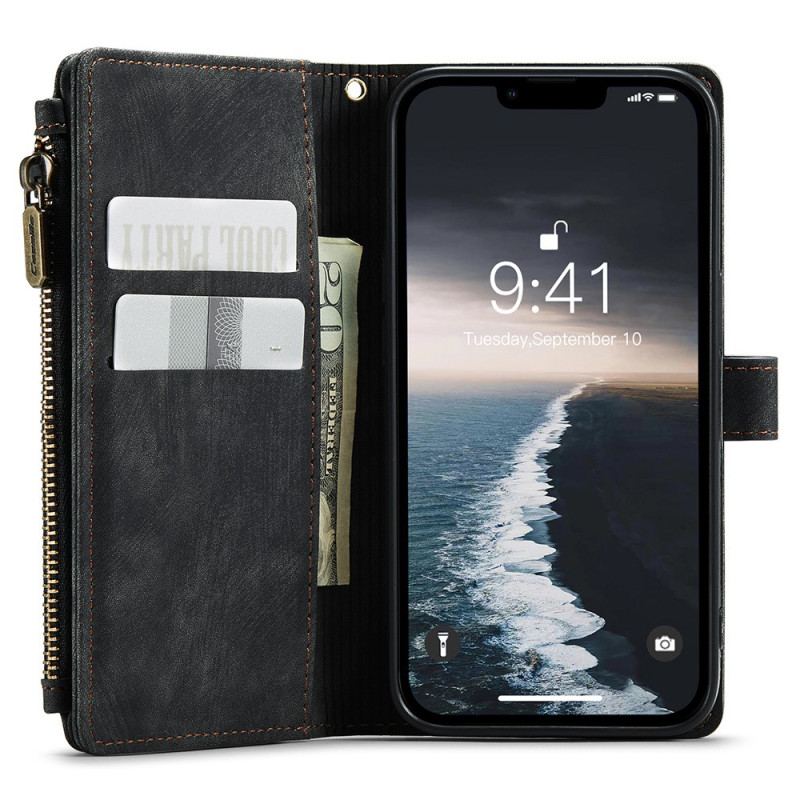 Capa Flip Para iPhone 15 Porta-moedas Caseme