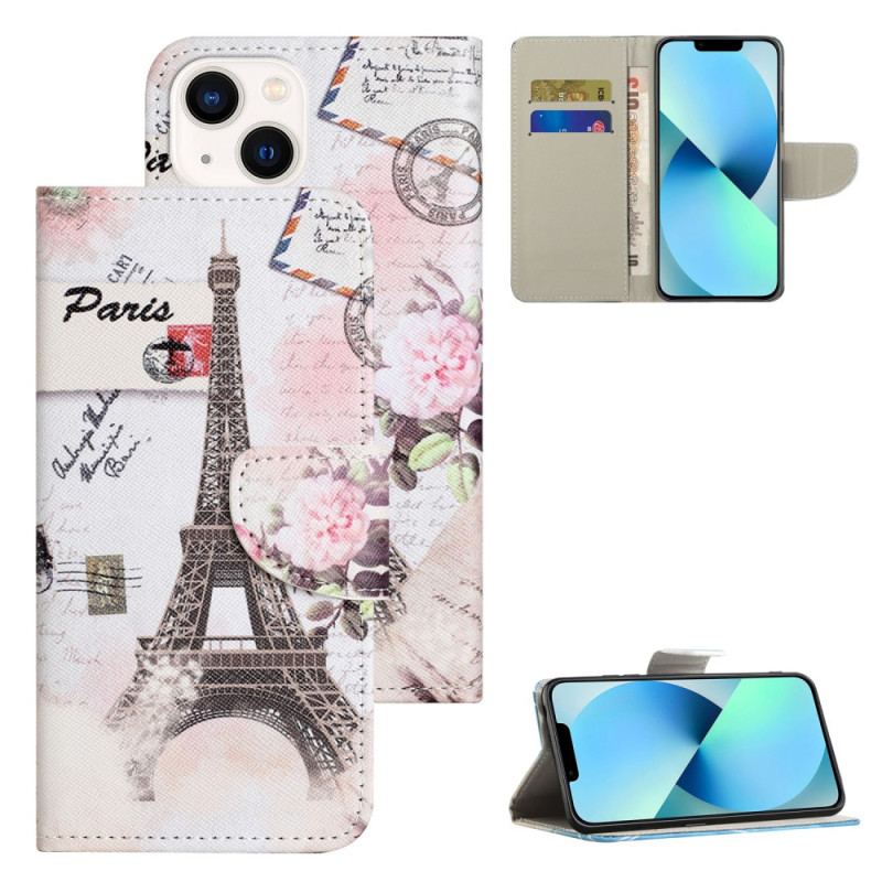 Capa Flip Para iPhone 15 Torre Eiffel Vintage