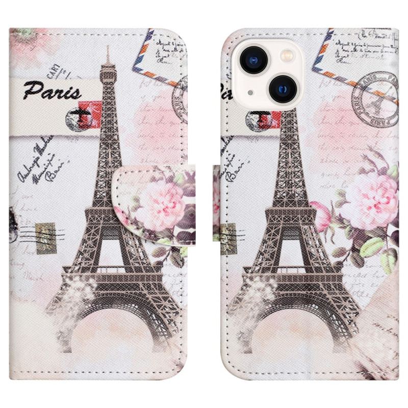 Capa Flip Para iPhone 15 Torre Eiffel Vintage