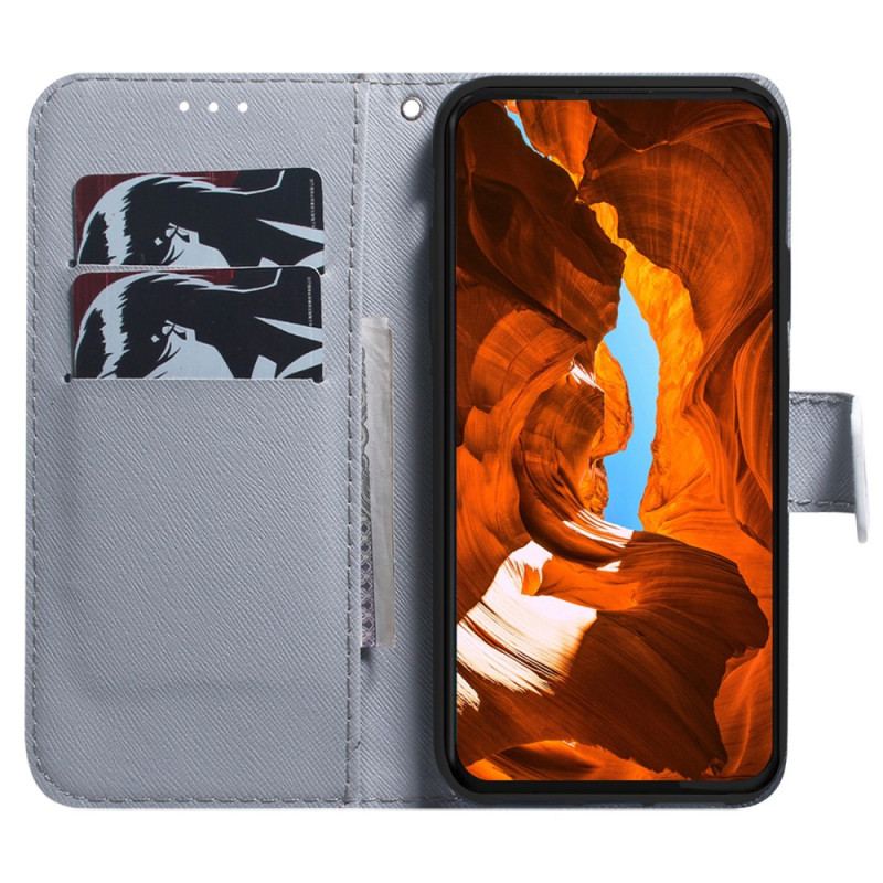 Capa Folio Para iPhone 15 Aquarela Lobo