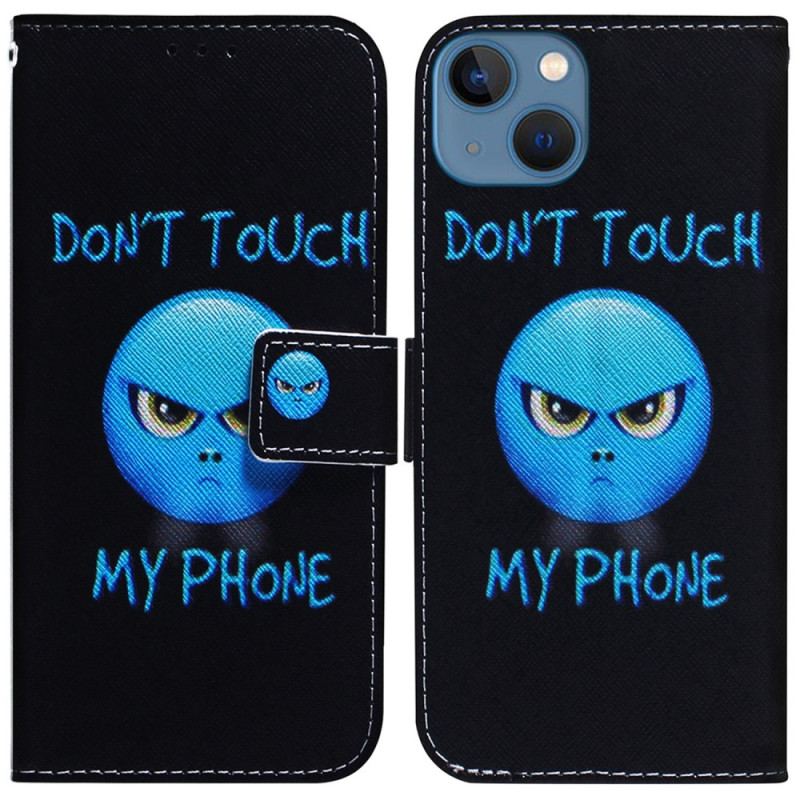 Capa Folio Para iPhone 15 Telefone Emoji