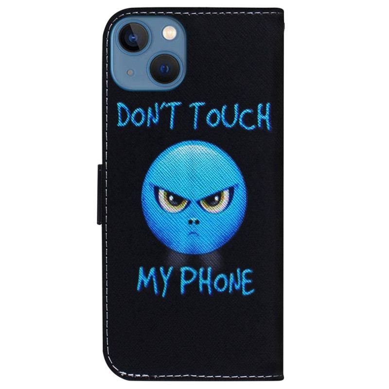 Capa Folio Para iPhone 15 Telefone Emoji