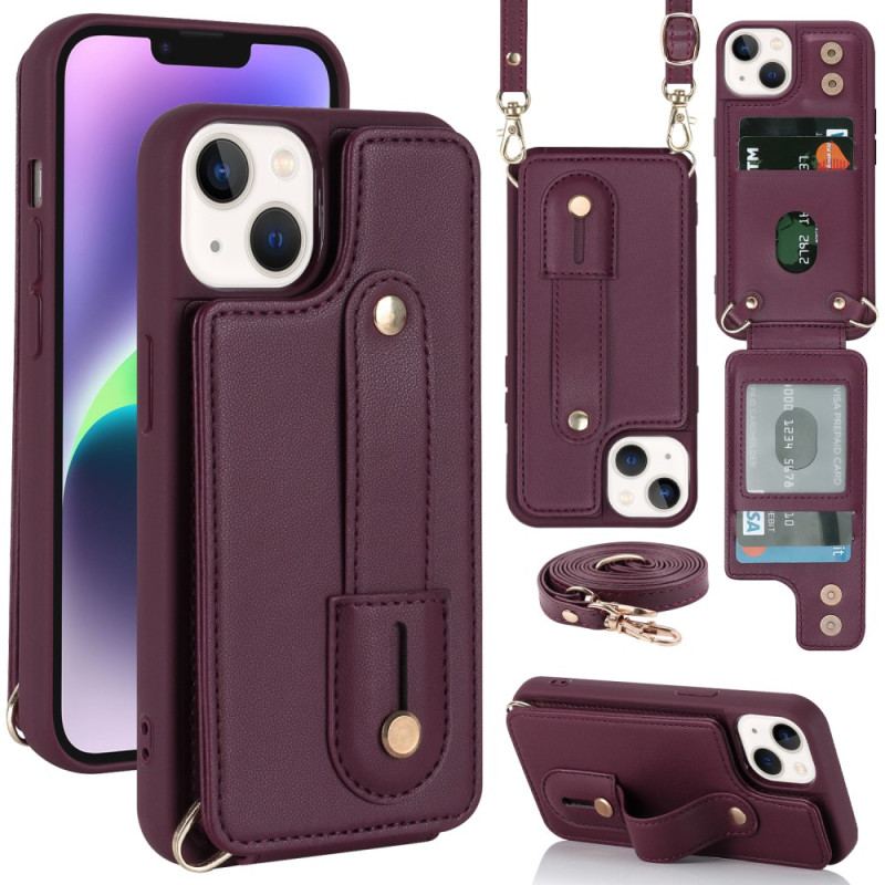 Capa Para iPhone 15 Alça Porta Cartão E Alça De Ombro