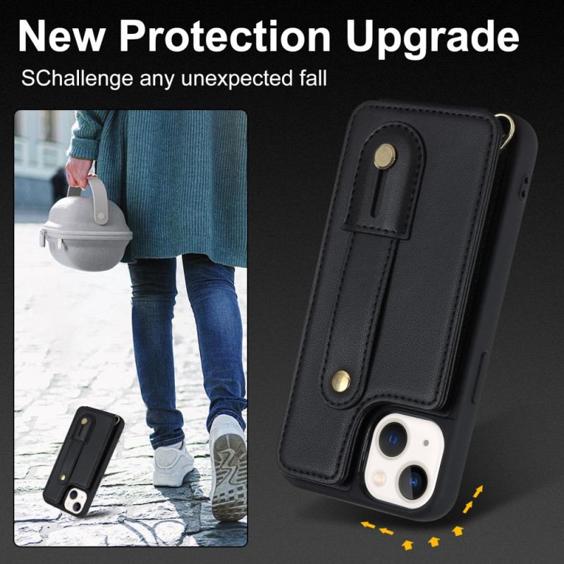 Capa Para iPhone 15 Alça Porta Cartão E Alça De Ombro