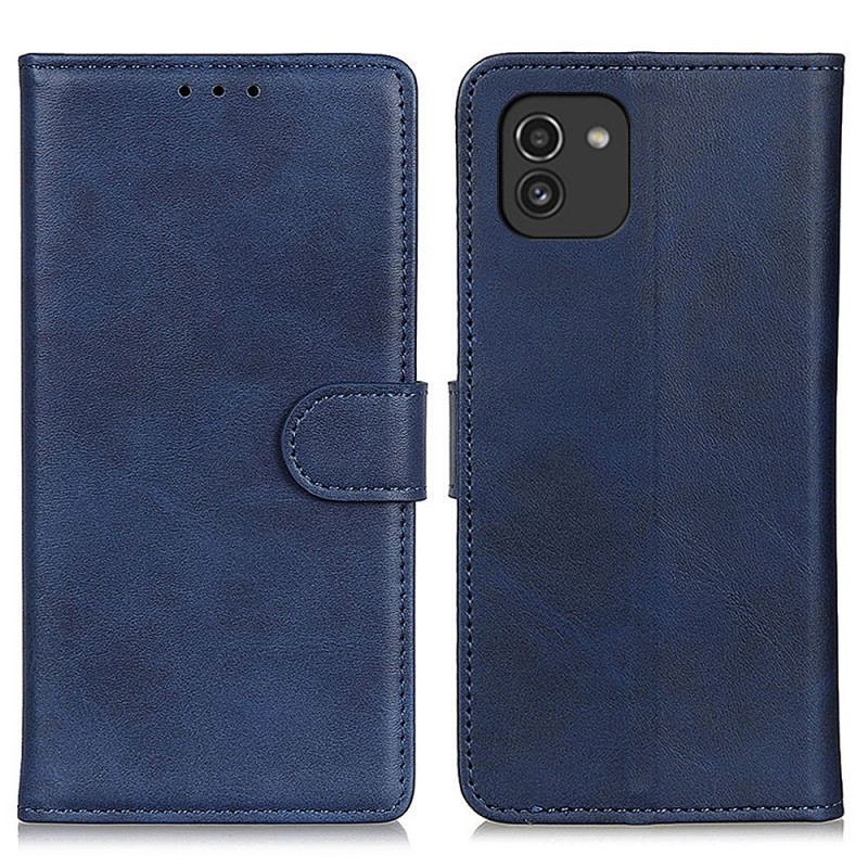 Capa De Couro Para Samsung Galaxy A03 Efeito De Couro Fosco