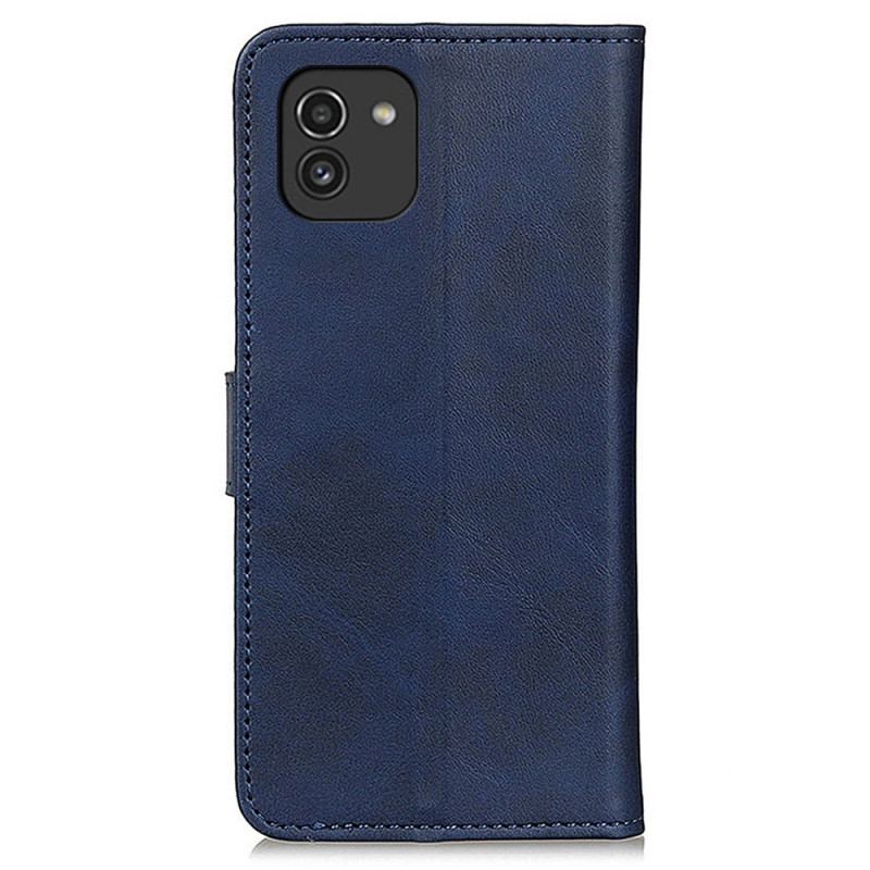 Capa De Couro Para Samsung Galaxy A03 Efeito De Couro Fosco