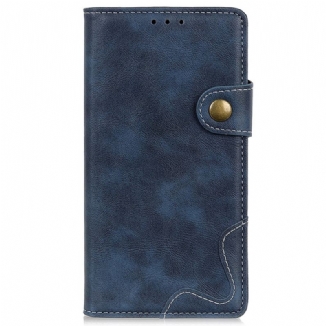 Capa Flip Para Samsung Galaxy A03 Botão Artístico E Costuras