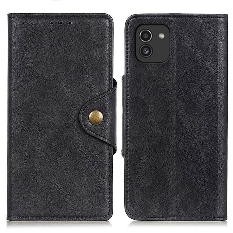 Capa Flip Para Samsung Galaxy A03 Botão De Couro Falso