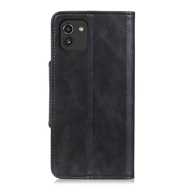 Capa Flip Para Samsung Galaxy A03 Botão De Couro Falso