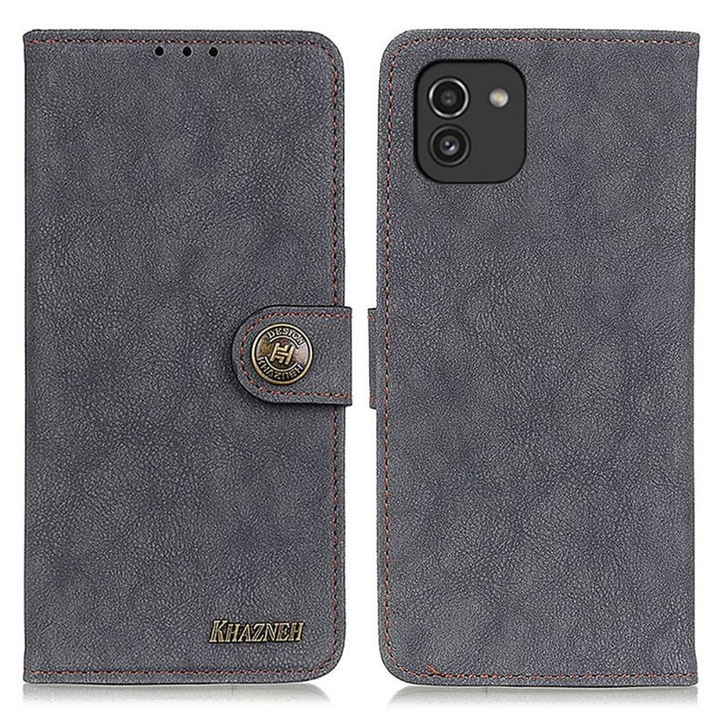 Capa Flip Para Samsung Galaxy A03 Couro Dividido Retrô Khazneh