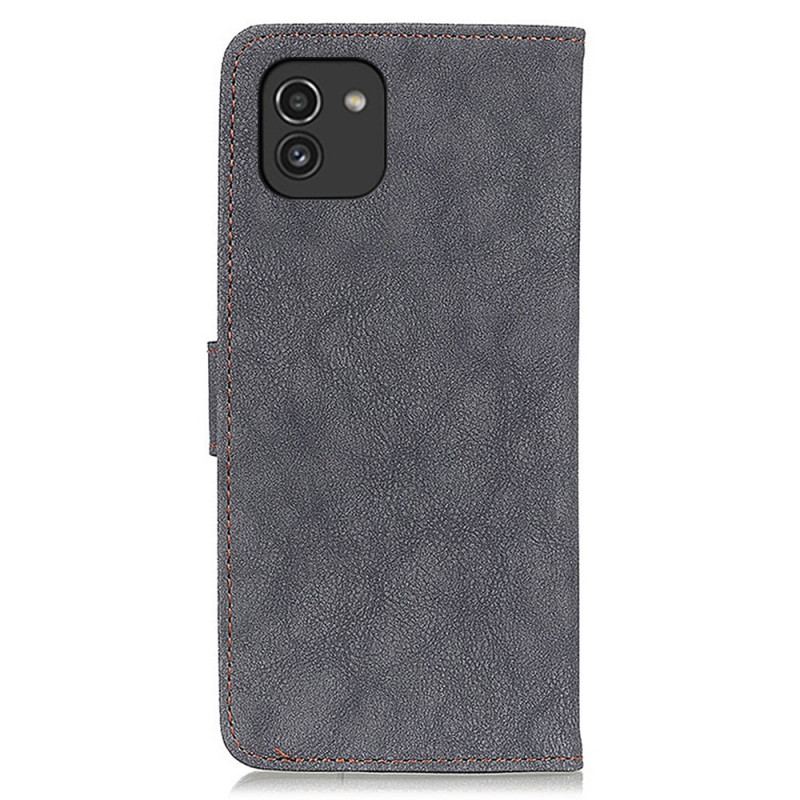 Capa Flip Para Samsung Galaxy A03 Couro Dividido Retrô Khazneh