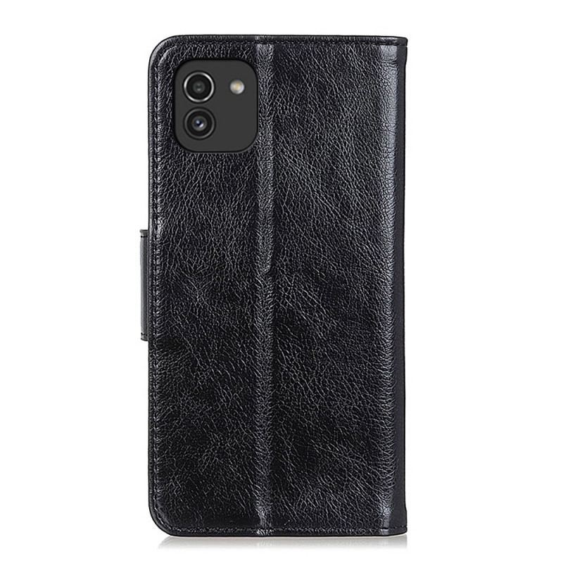 Capa Flip Para Samsung Galaxy A03 Couro Napa Rachado