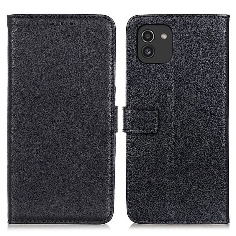 Capa Flip Para Samsung Galaxy A03 Couro Sintético De Lichia Premium