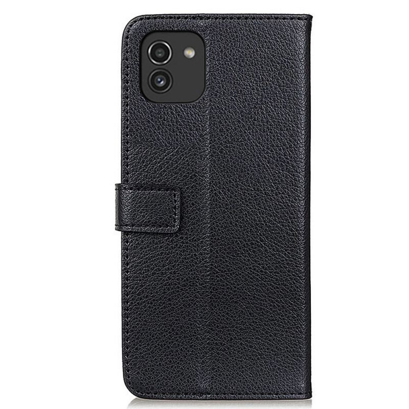 Capa Flip Para Samsung Galaxy A03 Couro Sintético De Lichia Premium