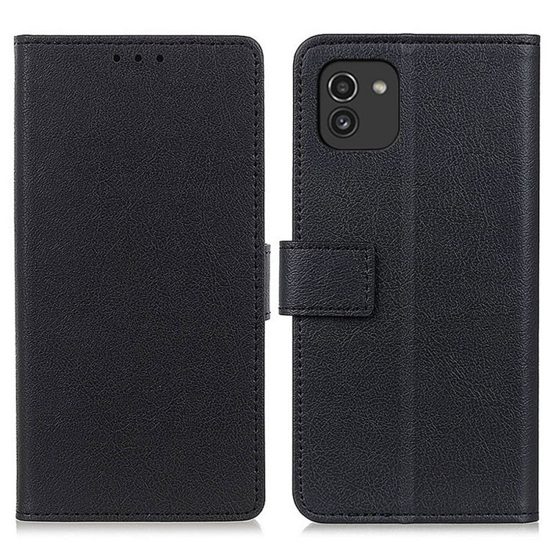 Capa Flip Para Samsung Galaxy A03 Efeito Couro Clássico