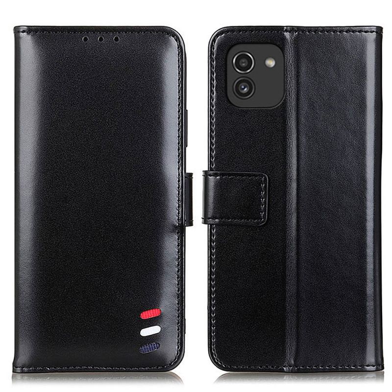 Capa Flip Para Samsung Galaxy A03 Efeito Couro Tricolor