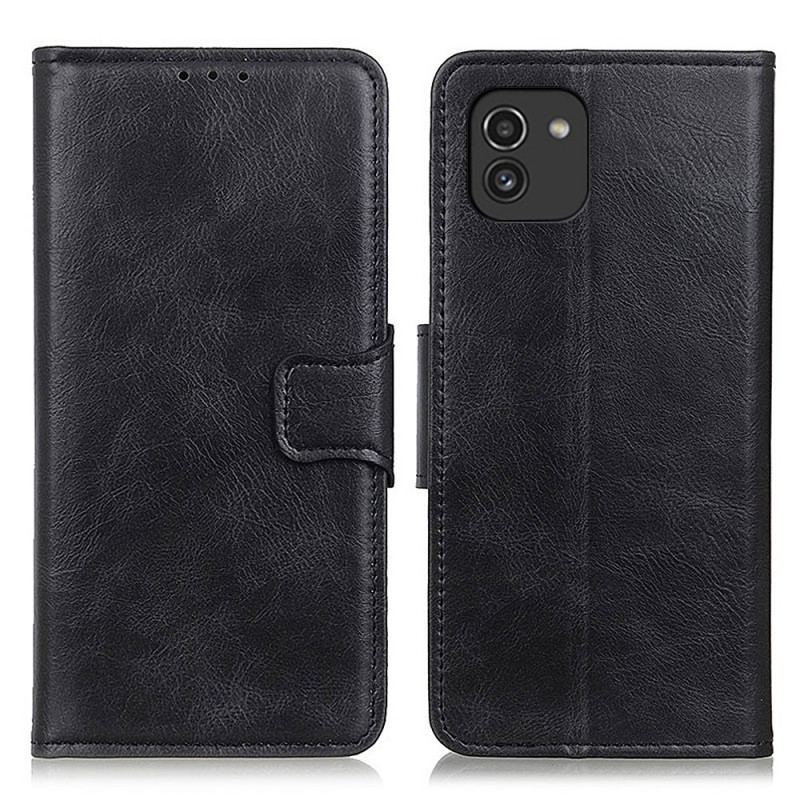 Capa Flip Para Samsung Galaxy A03 Fecho Reversível Efeito Couro