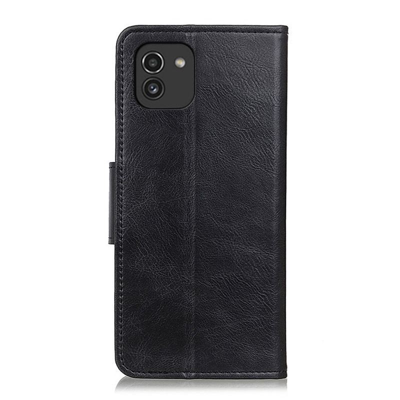 Capa Flip Para Samsung Galaxy A03 Fecho Reversível Efeito Couro