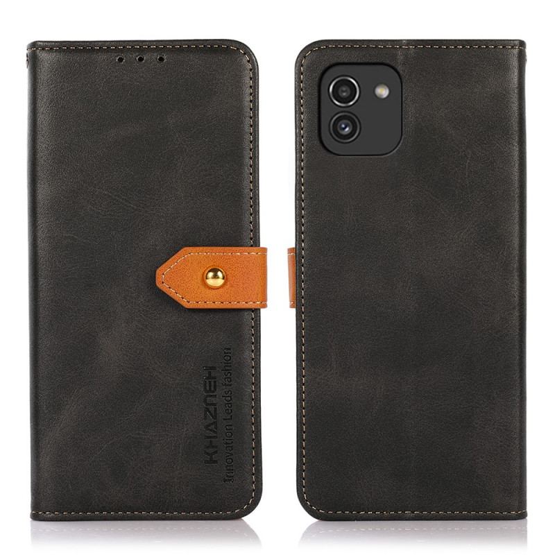 Capa Folio Para Samsung Galaxy A03 Couro Falso Com Alça Khazneh