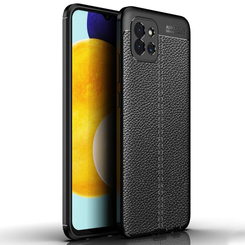 Capa Para Samsung Galaxy A03 Linha Dupla Efeito Couro Litchi