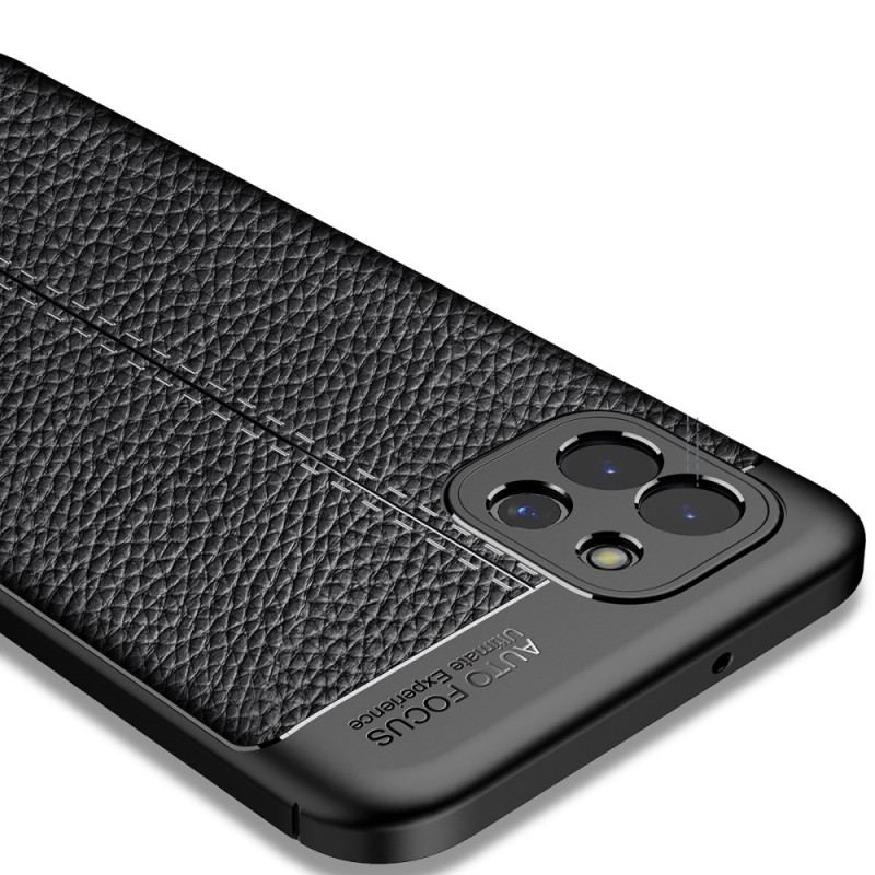 Capa Para Samsung Galaxy A03 Linha Dupla Efeito Couro Litchi