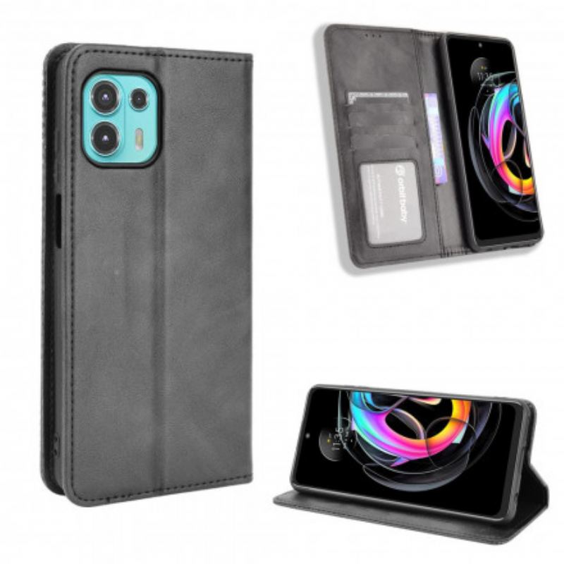 Capa De Celular Para Motorola Edge 20 Lite Flip Efeito Couro Vintage Estilizado