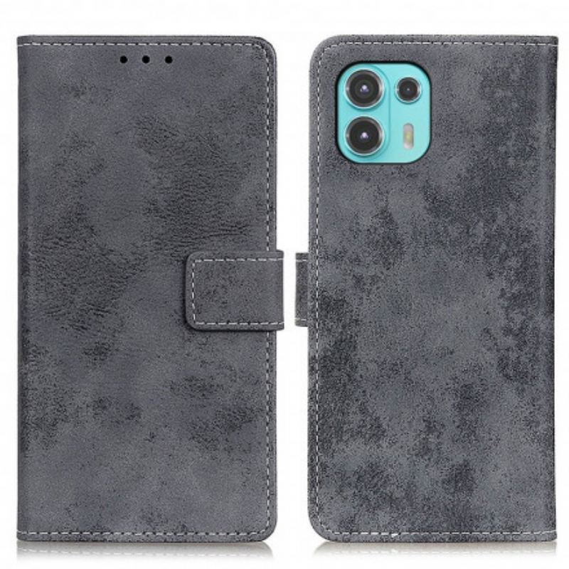 Capa De Couro Para Motorola Edge 20 Lite Couro Falso Vintage