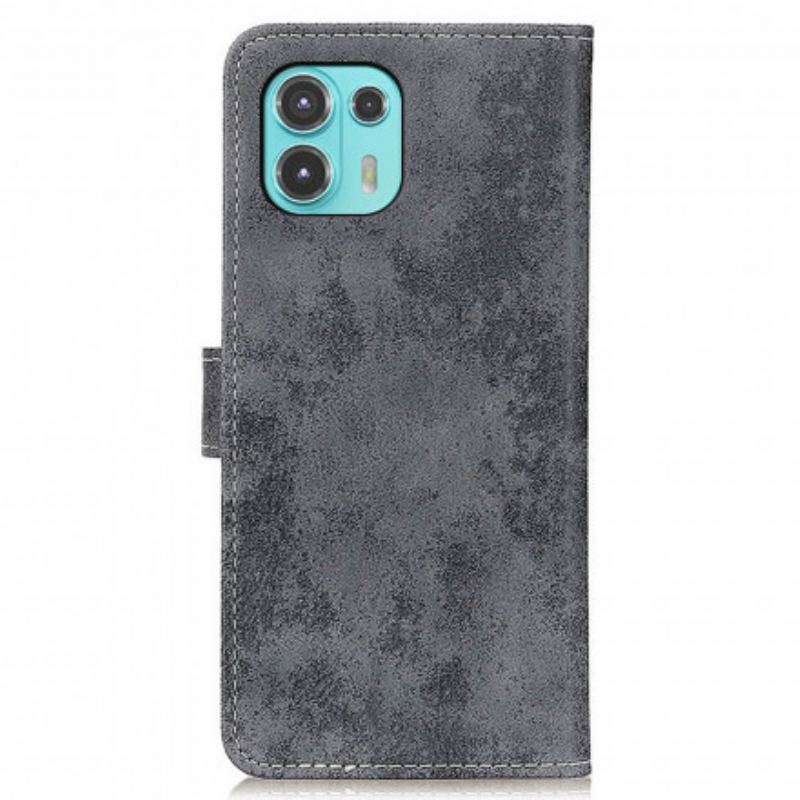 Capa De Couro Para Motorola Edge 20 Lite Couro Falso Vintage