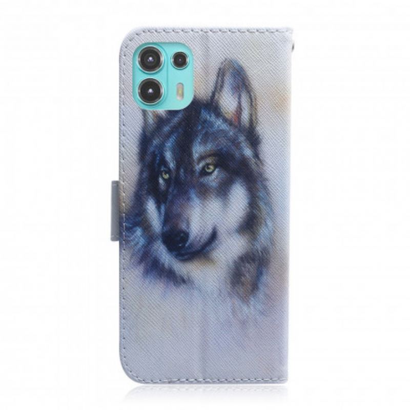 Capa De Couro Para Motorola Edge 20 Lite Olhar Canino