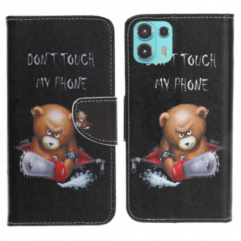 Capa De Couro Para Motorola Edge 20 Lite Urso Perigoso