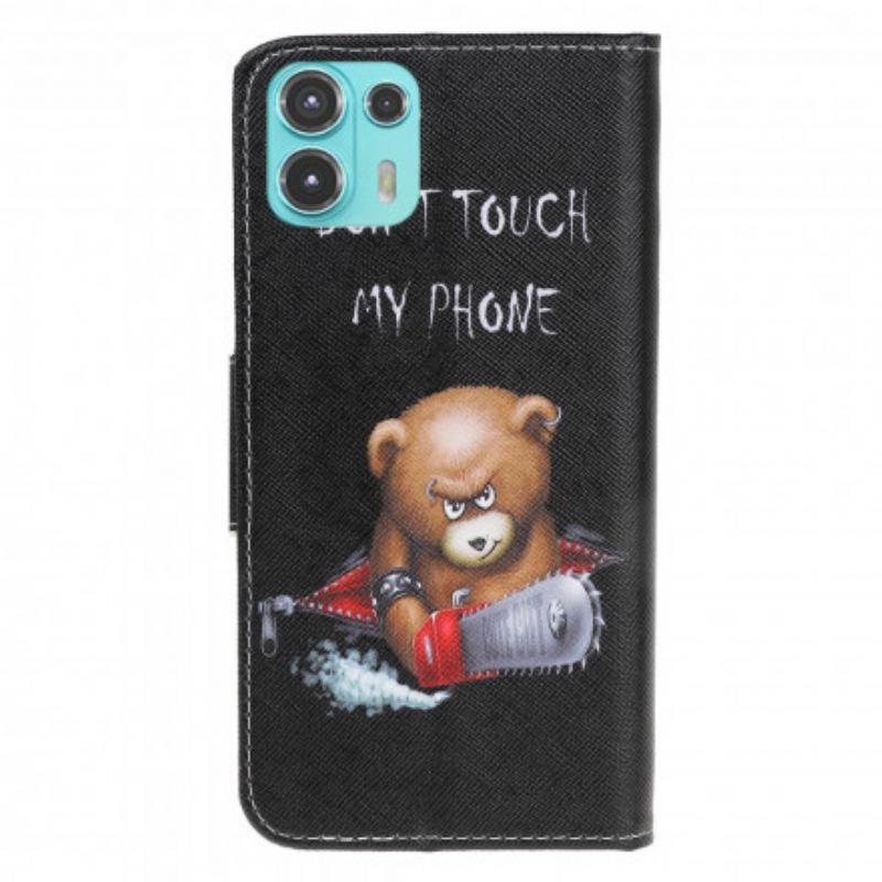 Capa De Couro Para Motorola Edge 20 Lite Urso Perigoso