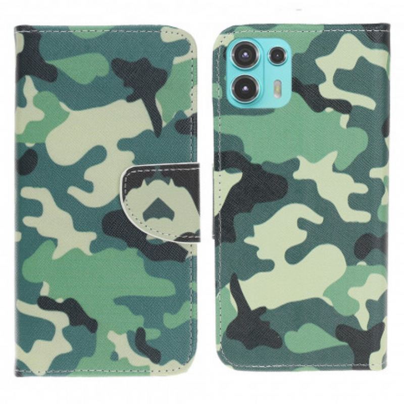 Capa Em Pele Para Motorola Edge 20 Lite Camuflagem Militar