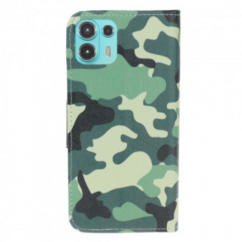 Capa Em Pele Para Motorola Edge 20 Lite Camuflagem Militar