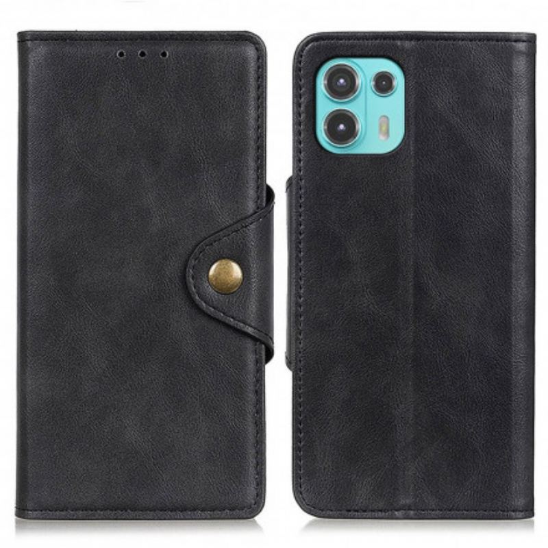 Capa Flip Para Motorola Edge 20 Lite Botão De Couro Falso