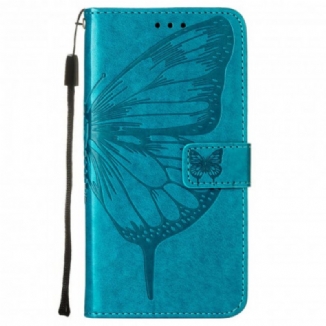 Capa Flip Para Motorola Edge 20 Lite Design De Borboleta Com Cordão