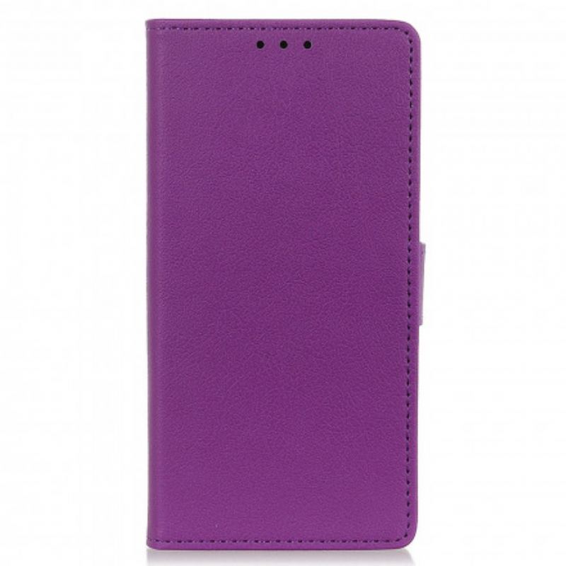 Capa Flip Para Motorola Edge 20 Lite Efeito Couro Clássico