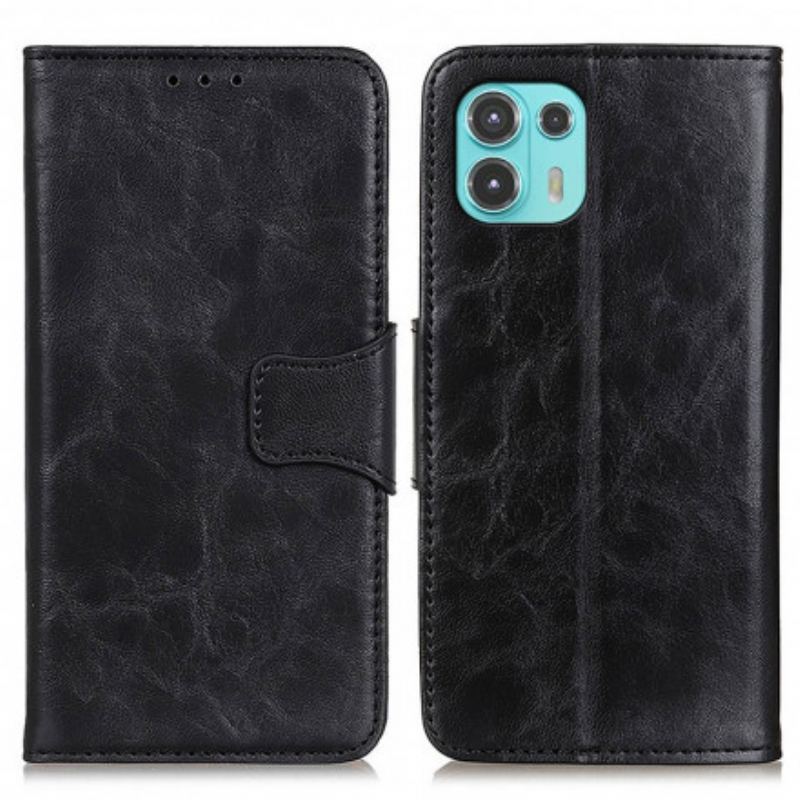 Capa Flip Para Motorola Edge 20 Lite Fecho Reversível De Couro Rachado