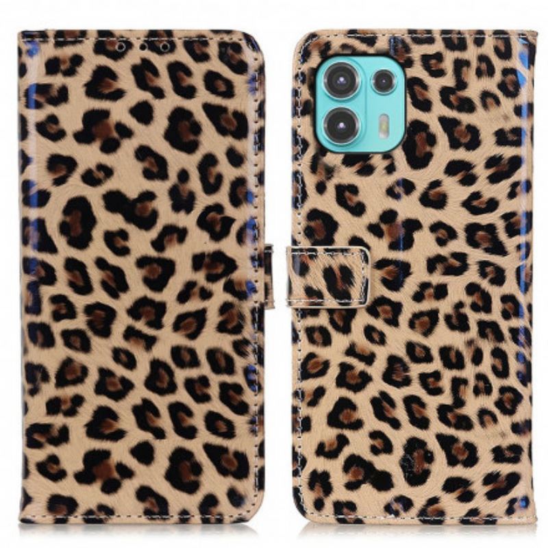 Capa Flip Para Motorola Edge 20 Lite Leopardo