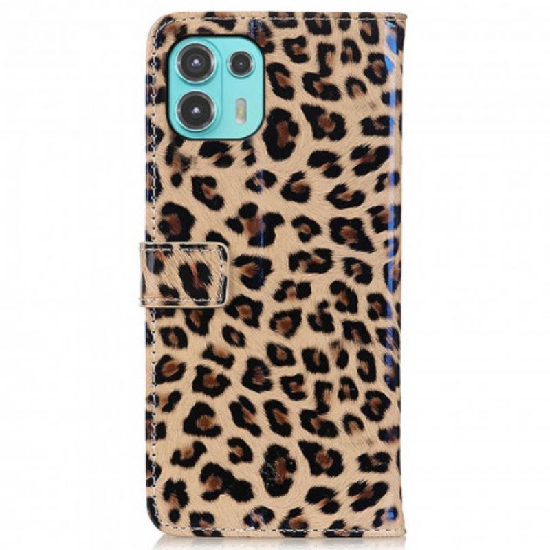 Capa Flip Para Motorola Edge 20 Lite Leopardo